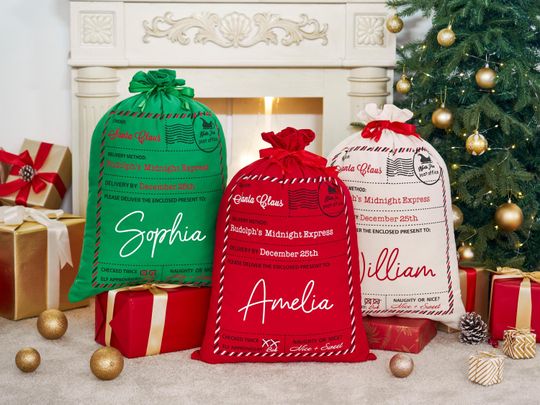Discover Personalized Large Santa Sack, 2025 Christmas Gift Bag, Family Santa Sack with Name, Christmas Gifts for Kid, Large Santa Bag, Holiday Decor