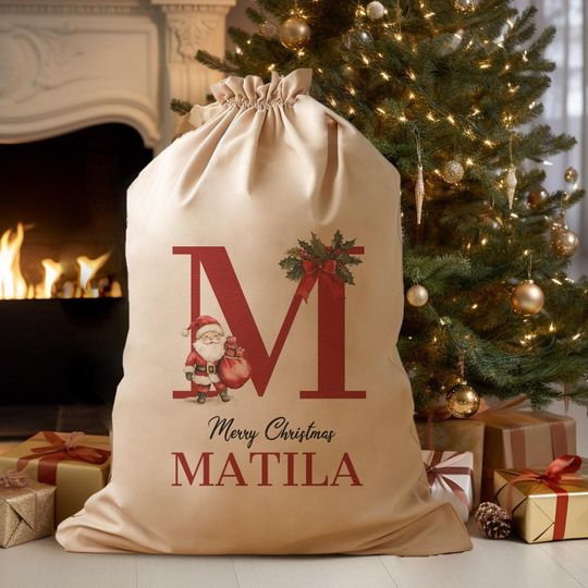 Discover Personalised Initial and Name Christmas Delivery Santa Sack - Christmas Present Sack - Christmas Gift - Christmas Santa Sack - Xmas Bag