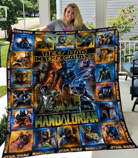 Discover Starwars The Mandalorian Best Dad In The Galaxy Fleece Blanket, Stawars Raccoon Root Blanket, Sci-fi Movies Blanket, Blanket Sofa Bed Decor