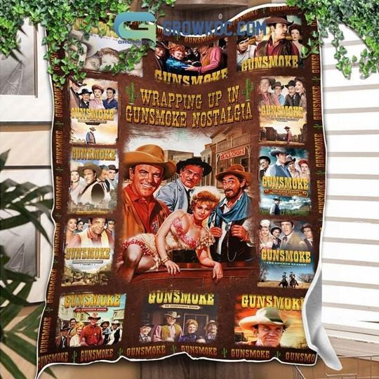 Gunsmoke Nostalgia Fleece Blanket, Gunsmoke Long Branch Saloon Wrapping Up In Blanket, Retro Movies Inspired Blanket, Sofa Bed Decor Gift