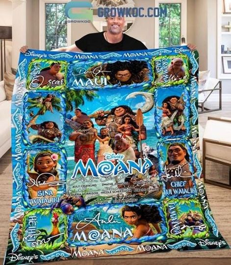 Moana Fleece Blanket, Moana Cartoon Hei Hei Chicken Pua Pig Disneyland Fleece Blanket, Moana Maui Magic Kingdom Throw Blanket Couch Sofa