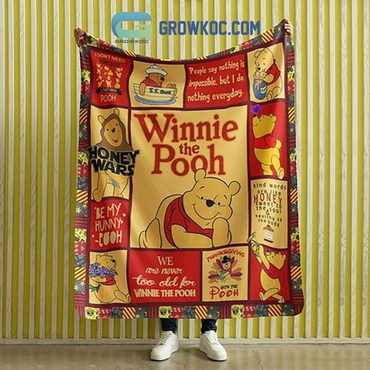 Discover Winnie The Pooh Honey Wars Thanksgiving Fleece Blanket, Pooh Bear Blanket, Pooh And Friends Disneyland Gift,Throw Blanket for Bed Couch Sofa