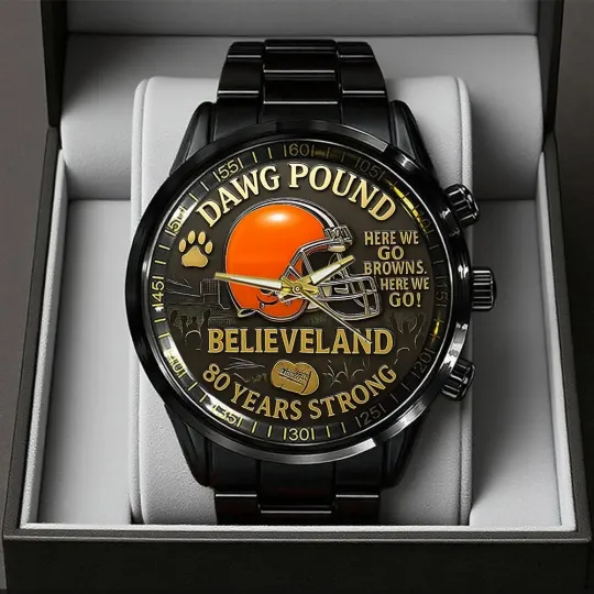 Discover Cleveland Browns Black Stainless Steel Calendar Watch