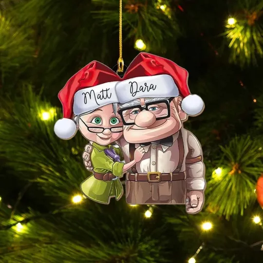 Custom 2D Flat Couple Christmas Ornament, Carl and Ellie Christmas