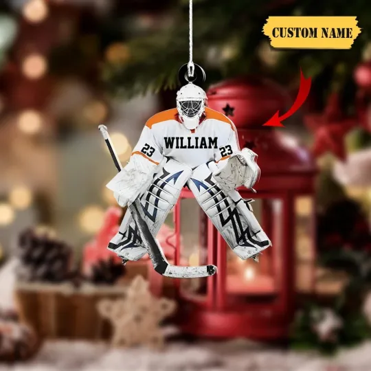 Discover Custom Personalized Hockey Goalie Christmas Ornament 2D