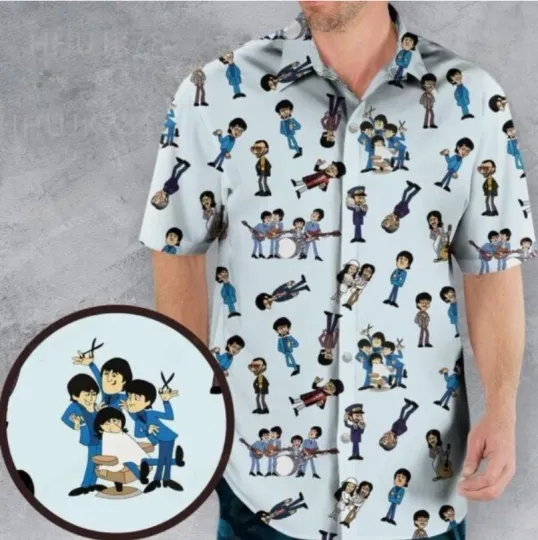 The Beatles Cartoon 70s Hawaiian Shirt
