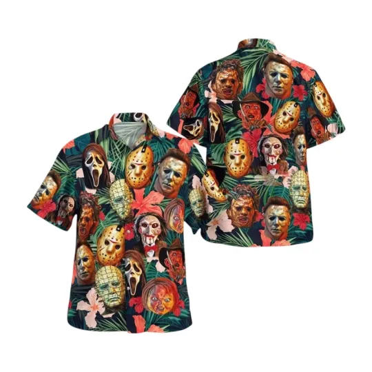 Discover Horror Character Tropical Haunted Cinema Hawaiian Shirt
