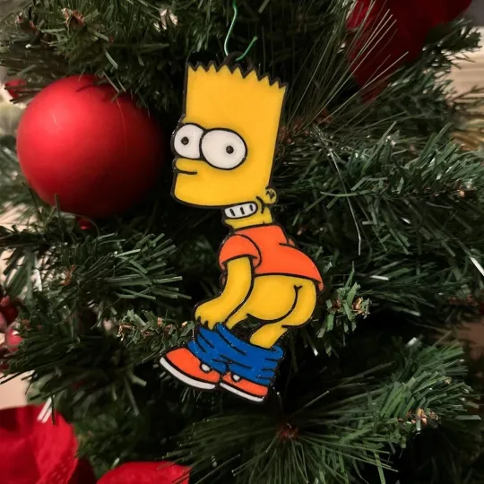 Discover Bart Simpson mooning meme Christmas Ornament 2D Flat
