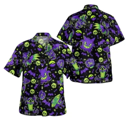 PKM Gengar Halloween PKM Hawaiian Shirt PKM Gifts