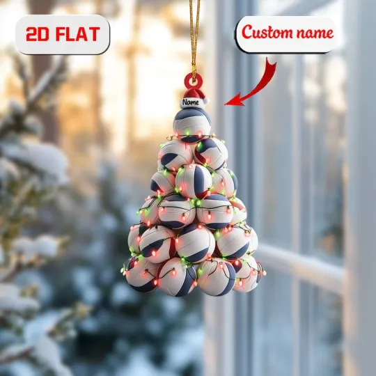 Personalized Volleyball Christmas Tree Ornament: Custom Acrylic Team