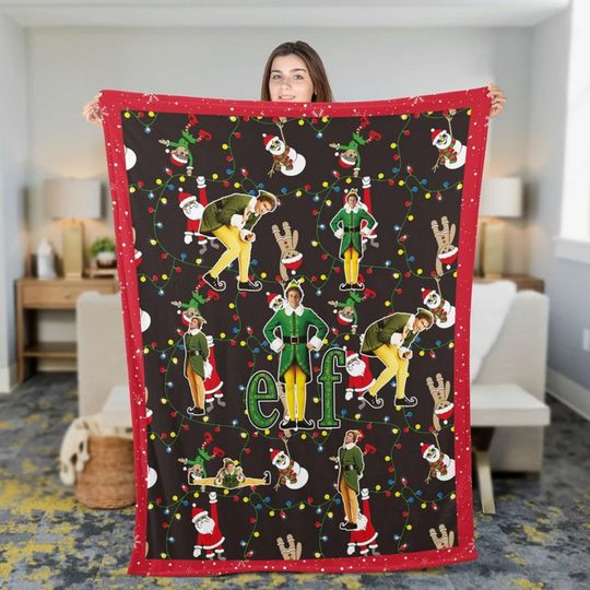 Elf Christmas Blanket, Buddy The Elf Fleece Blanket, The Elf Chrismtas Blanket The Elf Christmas Quilt Couch Sofa Blanket Xmas Gifts