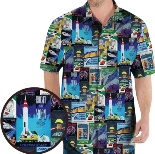 Tomorrowland Theme Park Hawaiian Shirt Casual Button Down Shirt