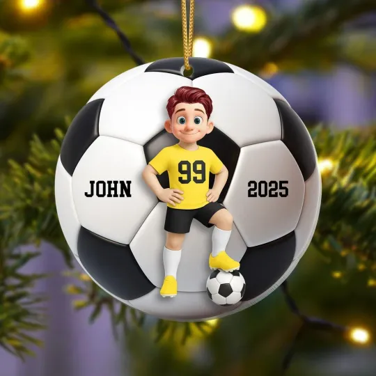 Discover Personalized Soccer Ornament 2025: Custom Christmas Gift for Kids