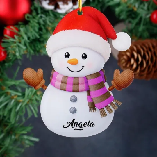 Personalized Snowman Christmas Ornaments, Custom Name Snowman Decor