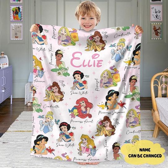 Discover Disneyland Princess Blanket, Princess Snow White Cinde Ariel Belle Tiana Rapunzel Jasmine Throw Blanket, Christmas Gift