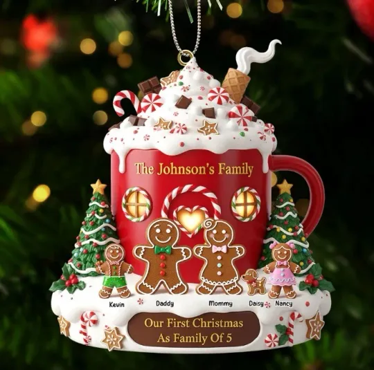 Discover Gingerbread Family Ornament - Personalized Gift For Family Christmas 2D