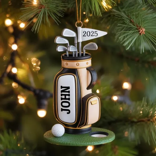 Discover Personalized Golf Bag Ornament, Custom Name Golf Lover Christmas