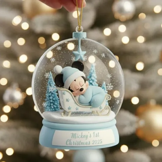 Discover Custom Mickey Baby’s First Christmas Ornament 2D Flat