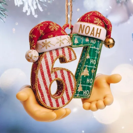 Discover 2D Flat Personalized 67 Ornament 2025 – Custom Name Six Seven Christmas