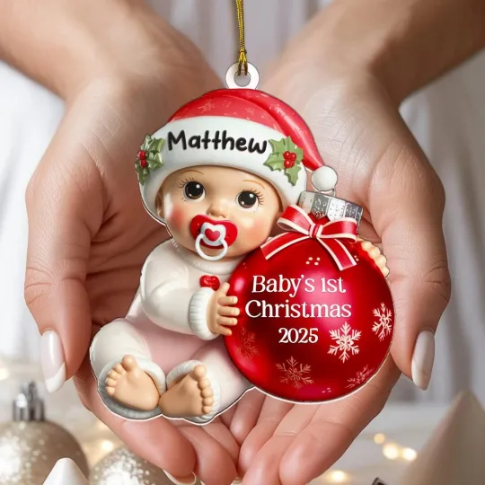 Discover Personalized Baby’s First Christmas Ornament, Custom Baby Name Gift for