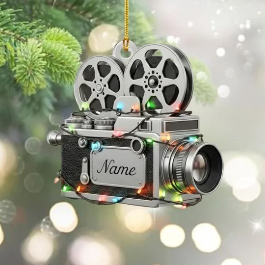 Discover Personalized Movie Camera Ornament, Custom Name Filmmaker Christmas