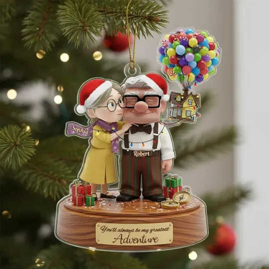 2d Flat Up Movie Christmas Ornament, Carl And Ellie Family Ornament