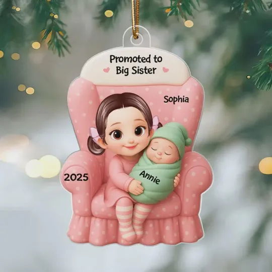 Discover Personalized Big Sister Christmas Ornament: Acrylic Baby Announcement