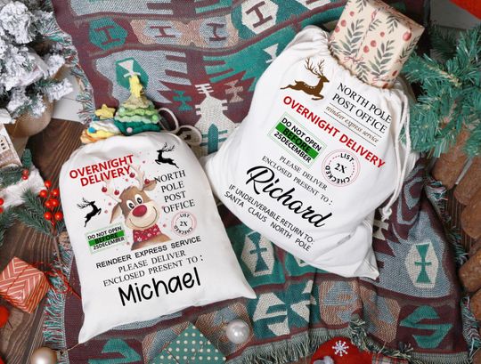 Discover North Pole Santa Sack,Personalized Christmas bag With Name,oversized Santa sack,bag for present,Christmas Gift Sack,Holiday Gift Bag for Kid