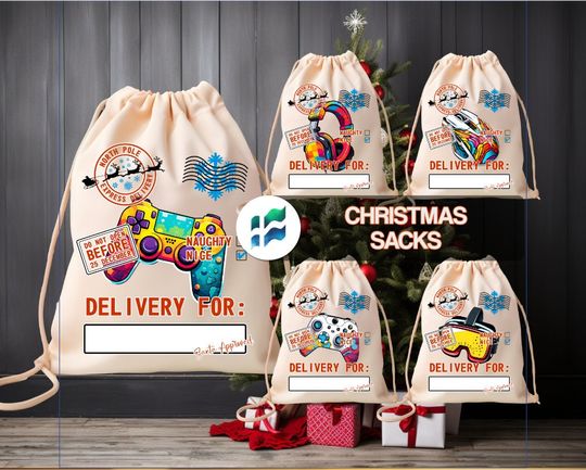 Discover Gaming Santa Sack PNG  Christmas Post Bag Gift (Digital Download)