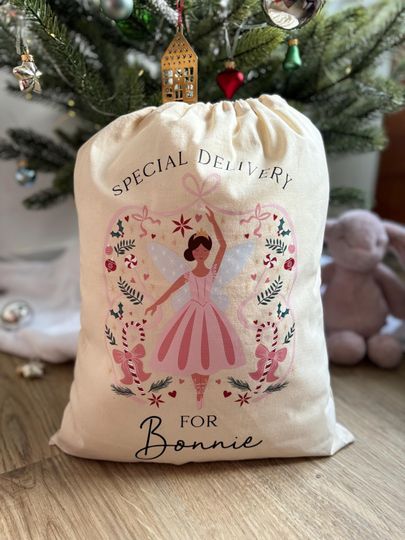 Discover Personalized Sugar Plum Fairy Santa Sack: Nutcracker Christmas Toy Sack