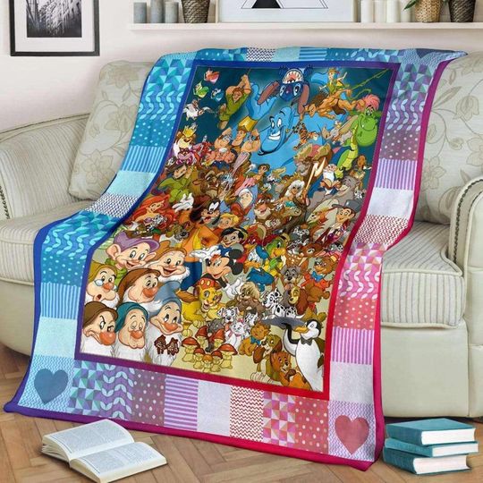 Discover Disneyland Characters Fleece Blanket | Mickey And Friends Blanket | Magic Kingdom Gift for Mom Dad | Throw Blanket for Couch Sofa
