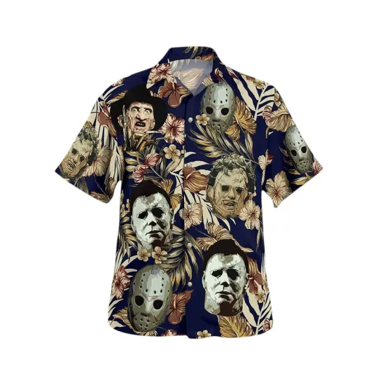 Discover Michael Myers And Jason Voorhees Horror Hawaiian Shirt