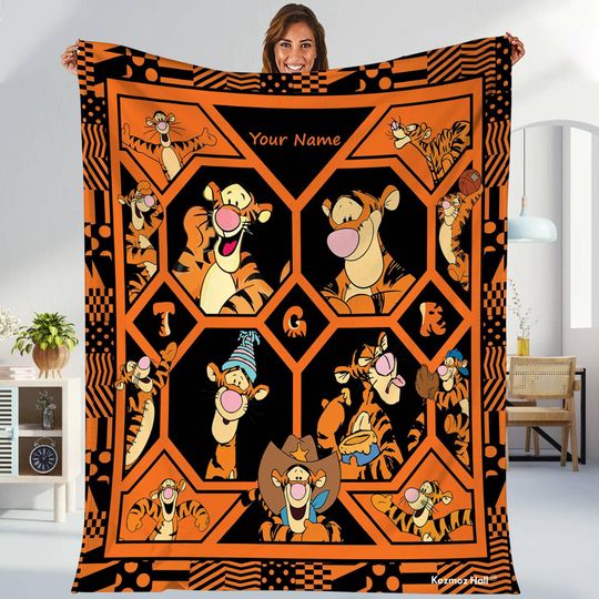 Personalized Tigger Blanket Winnie The Pooh Tigger Blanket Pooh Bear Tigger Birthday Gifts Tigger Christmas Gift For Him