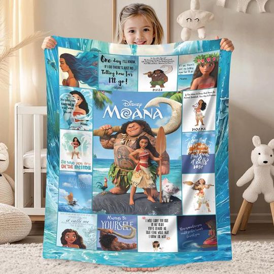 Moana Maui Fleece Blanket | Hei Hei Moana Princess, Magic Kingdom Blanket | Moana Disneyland Fleece Blanket for Bed Couch Sofa
