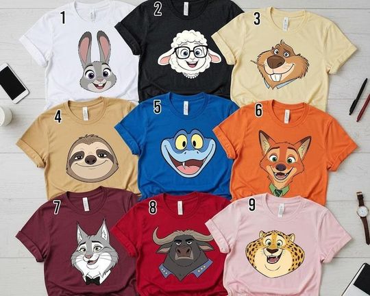 Discover Zootopia 2 Character Face T-Shirt, Judy & Nick, Family Trip Tee