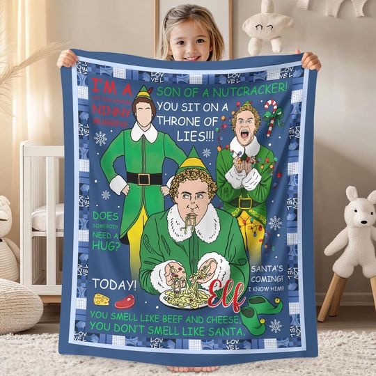 Elf Quote Christmas Blanket, Buddy The Elf Fleece Blanket, The Elf Chrismtas Blanket, The Elf Christmas Quilt, Couch Sofa Blanket Xmas Gifts