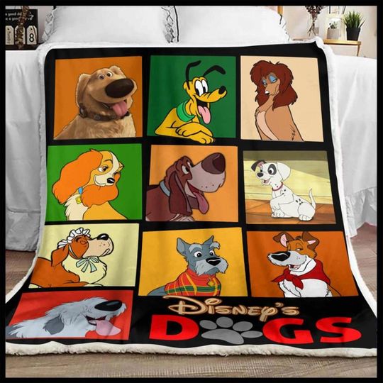 Dug Dog Pluto Dogs Fleece Blanket | Lady and the Tramp Blanket | Disneyland Dog Lovers Fleece Blanket For Bed Sofa Couch