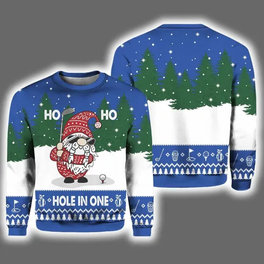 Discover 2025 Christmas Hole In One Gnome Ugly Sweater