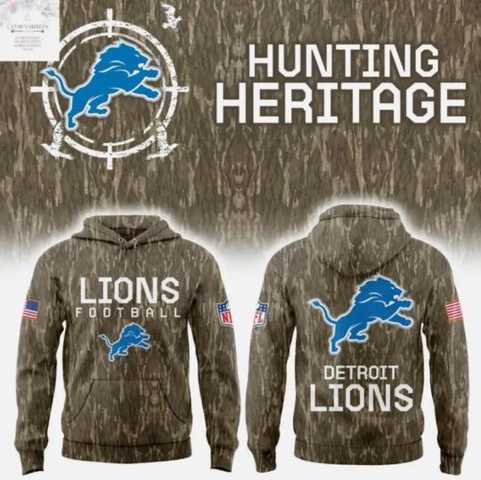 Discover Detroit Lion Hunting Camo Heritage 3D Printed Hoodie Gift For Christmas
