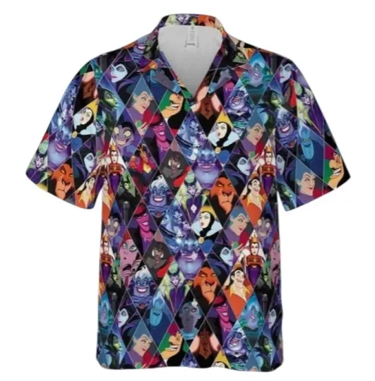 Discover Disney Villains Characters Hawaiian Button Down Shirt