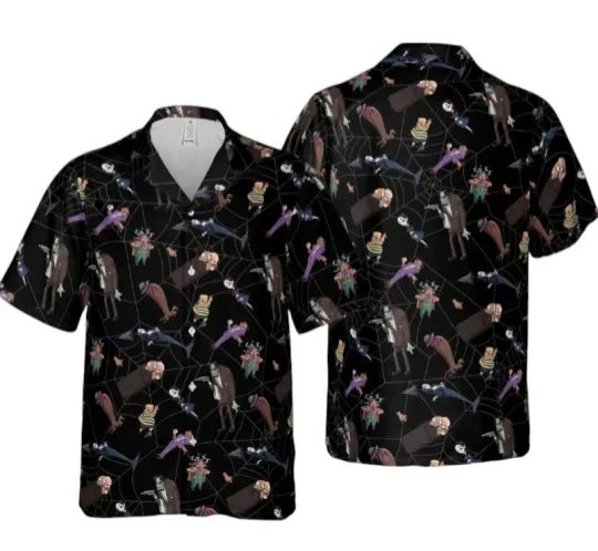 Addams Family Cartoon Hawaiian Button Down Shirt