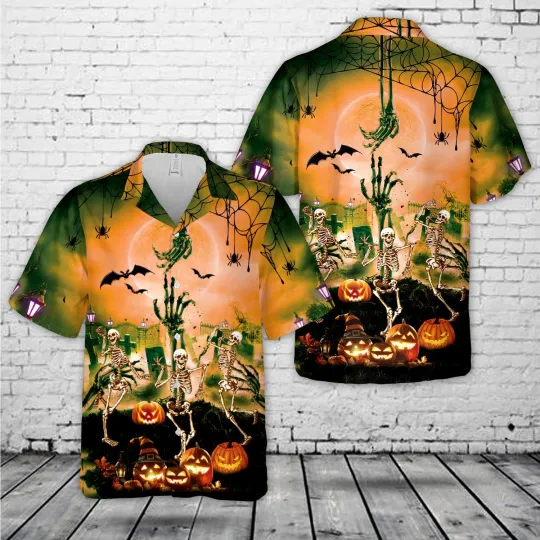 Discover Dancing Skeletons Halloween Hawaiian Shirt