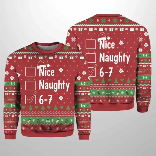 Discover 2025 Nice Naughty 6-7 Ugly Christmas Sweater