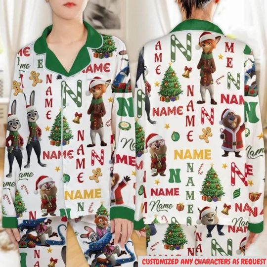 Discover Custom Zootopia Christmas Pajamas Zootopia Judy Hopps Nick Wilde Pajamas Set Disneyland Family Matching Pajamas Men Women Boy Girl Pajamas