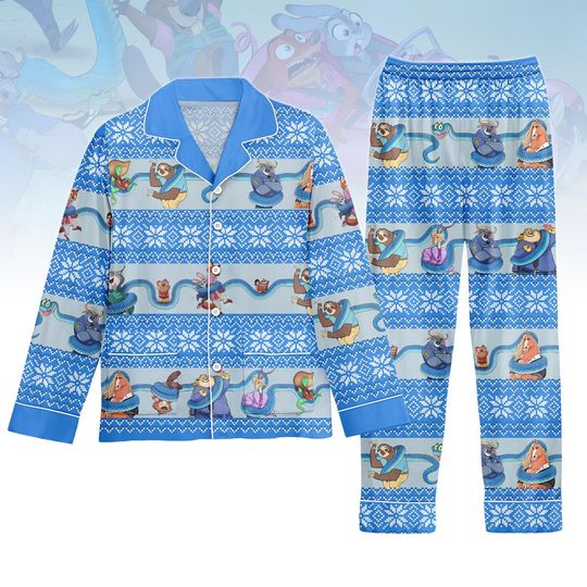 Discover Zootopia Character Pajamas Set, Cozy Christmas Long Sleeve PJS, Cute Disneyland Sleepwear, Holiday Gift for Kids & Adults