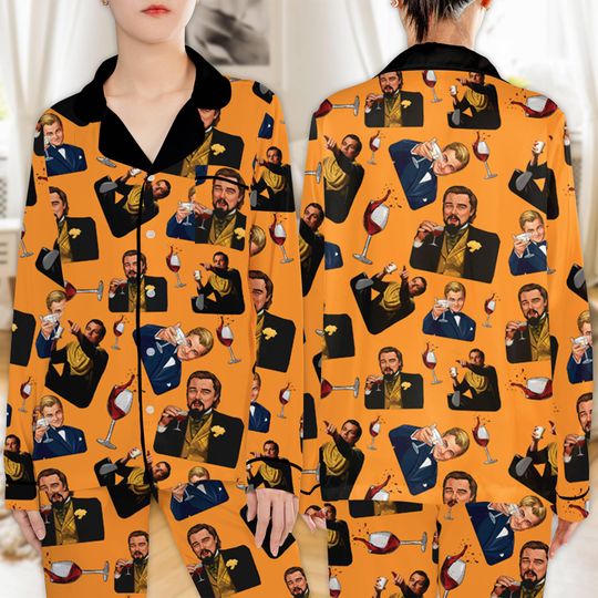 Discover Leonardo DiCaprio Meme Pattern Pajamas Set, Leonardo DiCaprio Christmas Pajamas, Christmas Movie Sleepwear, Family Matching Christmas Pjms