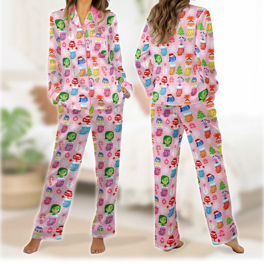 Discover Inside Out Christmas Pajamas Set, Inside Out Holiday Sleepwear, Anger Disgust Joy Anxiety Pajamas, Disneyland Xmas Family Matching Pajamas