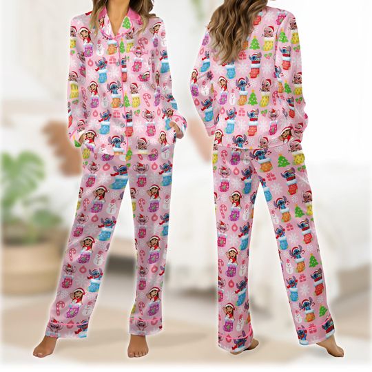Discover Lilo And Stitch Christmas Pajamas Set, Stitch Angel Xmas Sleepwear, Disneyland Movie Pajamas, Disneytrip Family Matching Christmas Pajamas