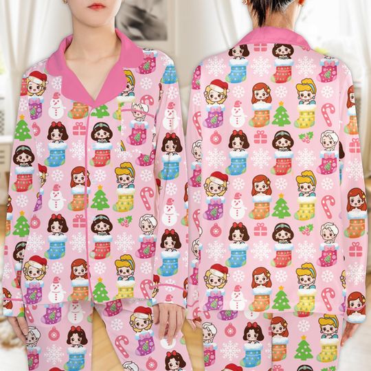 Discover Disneyland Princess Christmas Pajamas Set, Cinde Belle Ariel Xmas Sleepwear, Disneytrip Holiday Pajamas, Matching Family Pajamas Gift