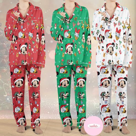 Discover Mickey and Friends Santa Hat Disney Christmas Pajamas Set, Disney Family Christmas Pajamas Kids Youth Adult, Birthday Pajamas Gifts for Kids